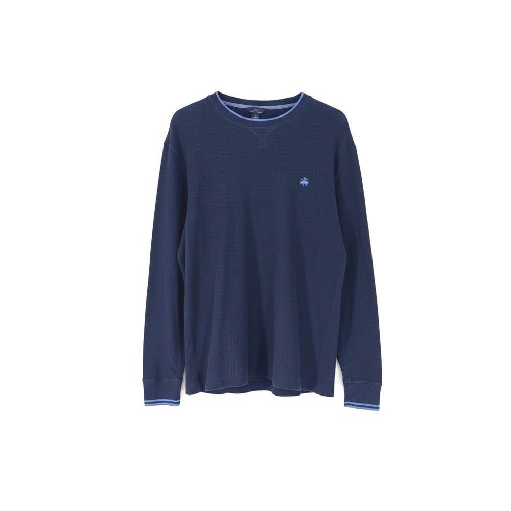 Brooks Brothers 346 Mens Navy Blue Waffle Knit Thermal Long Sleeve Shirt Large